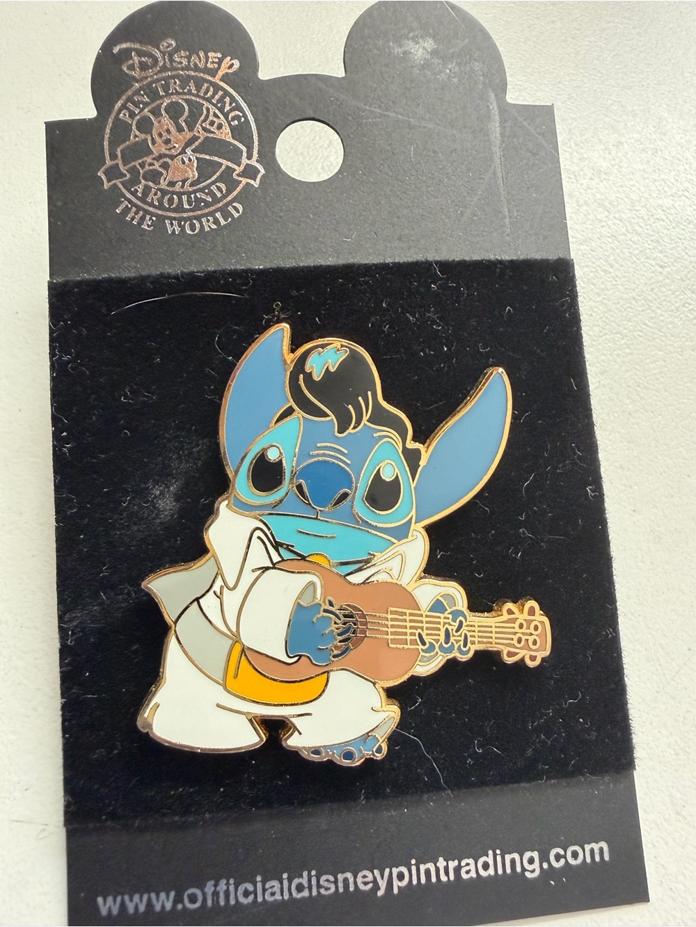 Disney Pin Trading Stitch as Elvis Presley Guitar Pin on Original Card